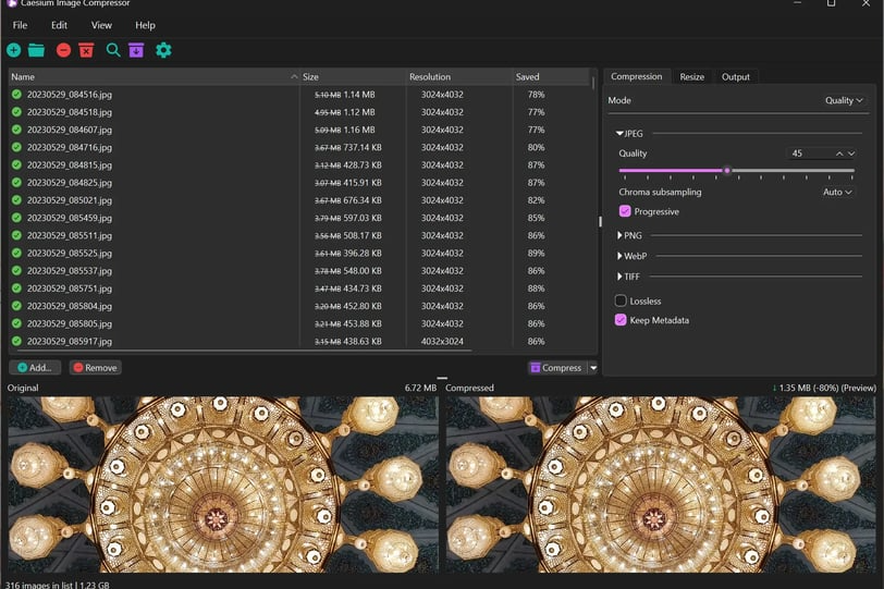 Caesium – 图片批量压缩软件！[Win/macOS/Linux/网页版]